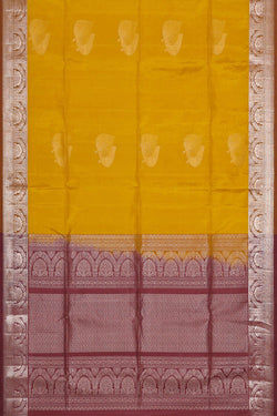 Image of Mustard Yellow Silk Saree