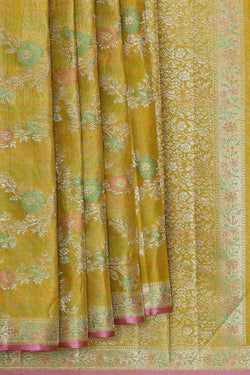 Image of Arani Silk Golden Green Saree