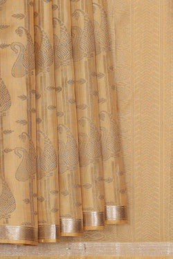 Image of Kanchipattu Beige Brocade Saree