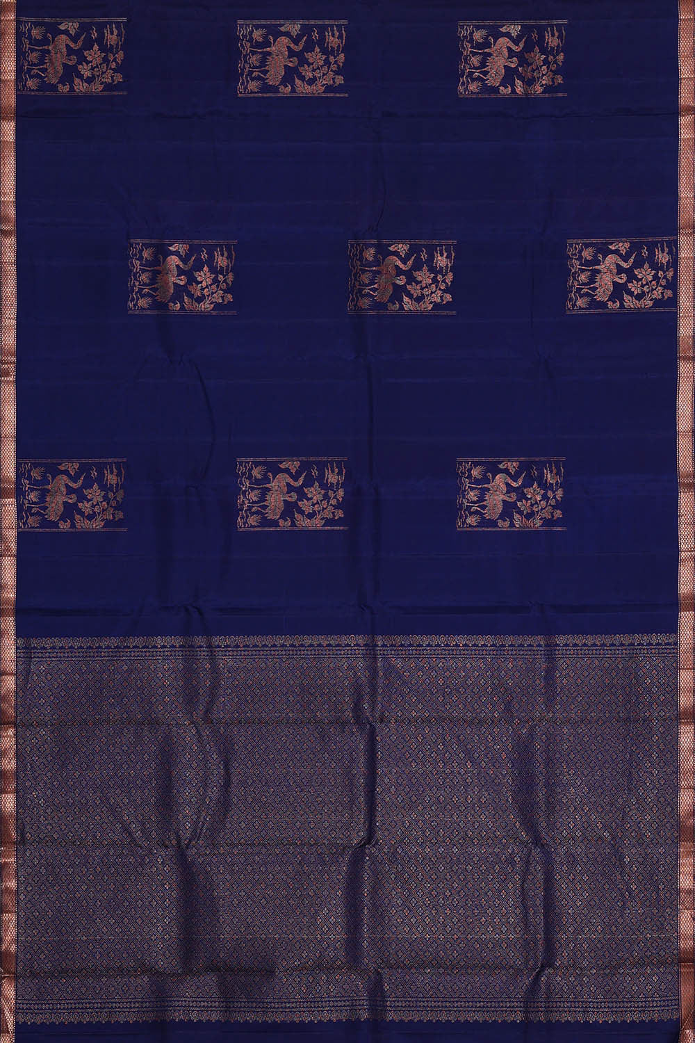 Kanchipattu Royal Blue Brocade Saree