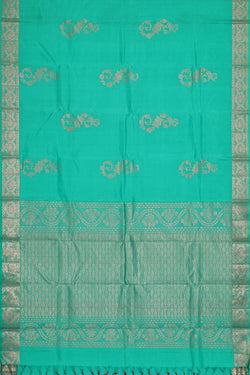 Image of Kanchipattu Deep Sea Green Brocade Saree