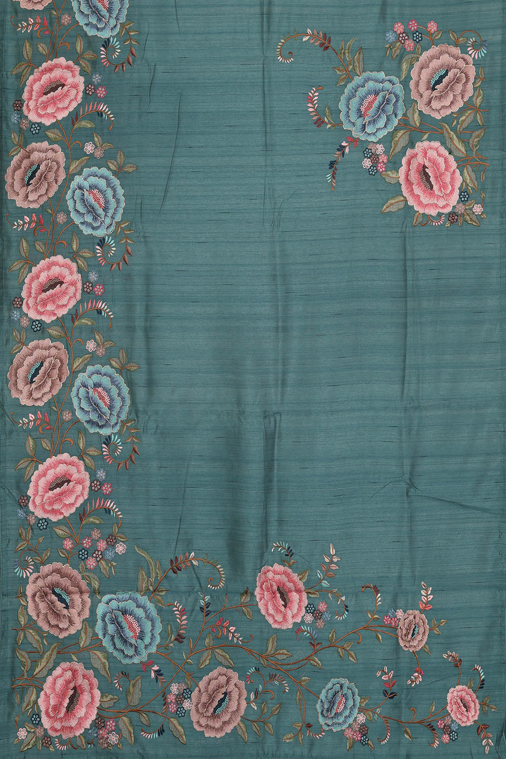 Image of Muted Dark Blue Silk Saree