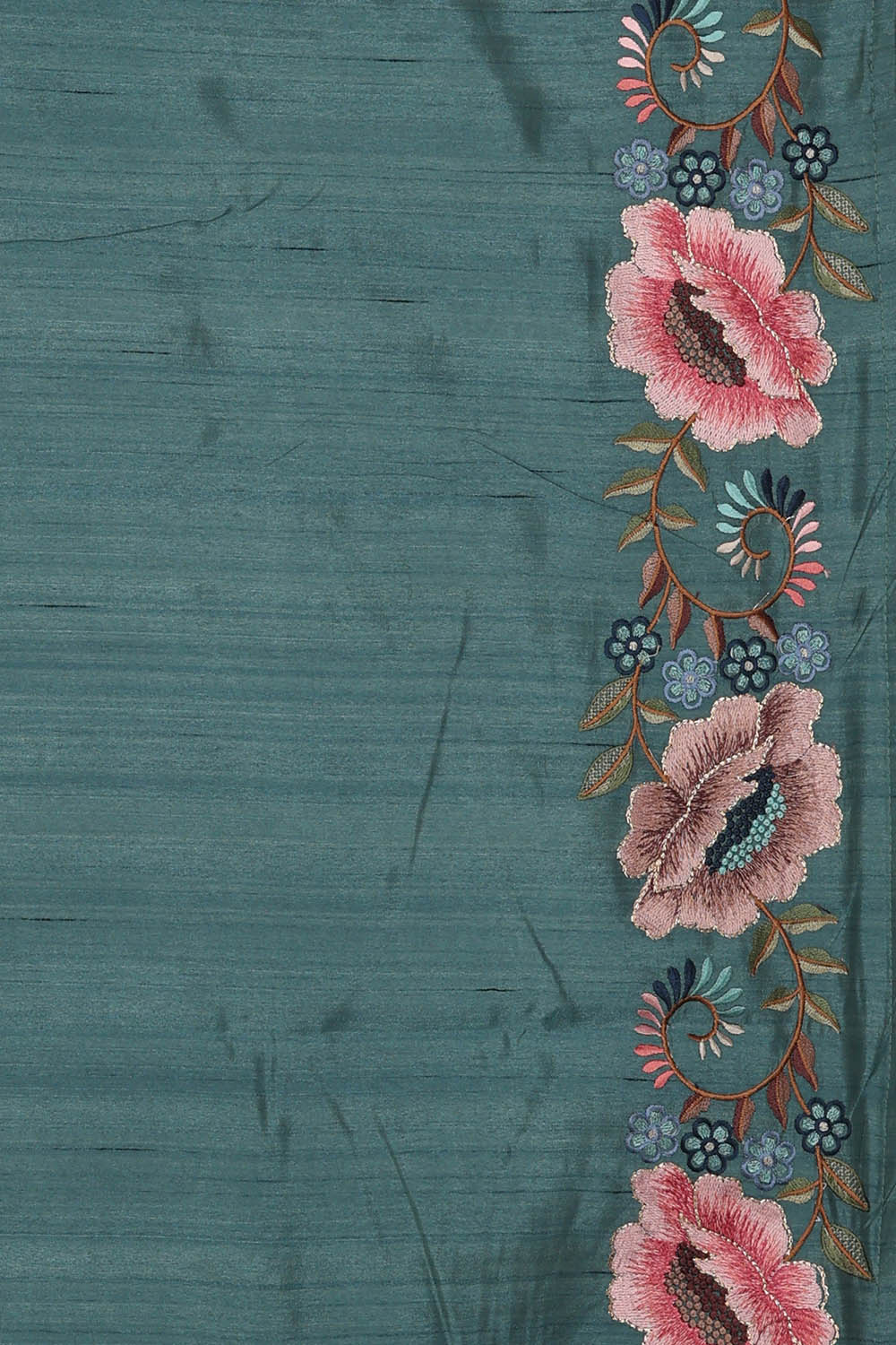 Image of Muted Dark Blue Silk Saree