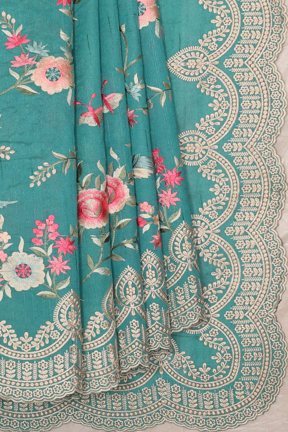 Image of Sea Blue Silk Saree