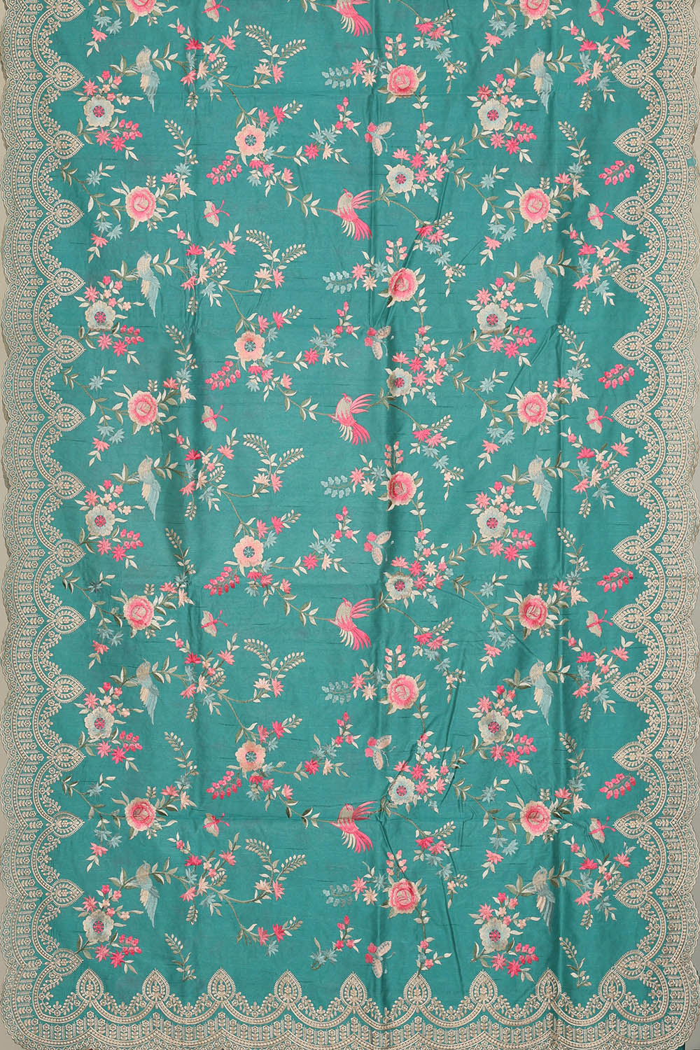 Image of Sea Blue Silk Saree