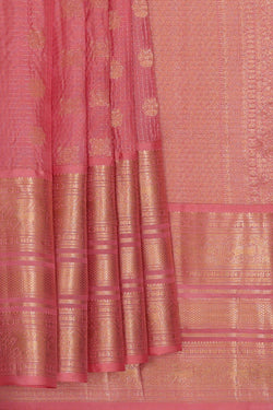 Image of Kanchipattu Peach Pink Brocade Saree
