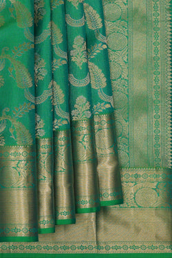 Image of Kanchipattu Emerald Green Brocade Saree