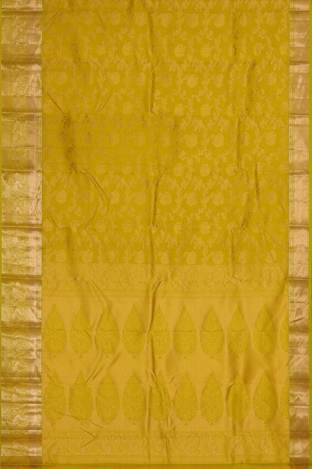 Image of Kanchipattu Yellowish Green Brocade Saree