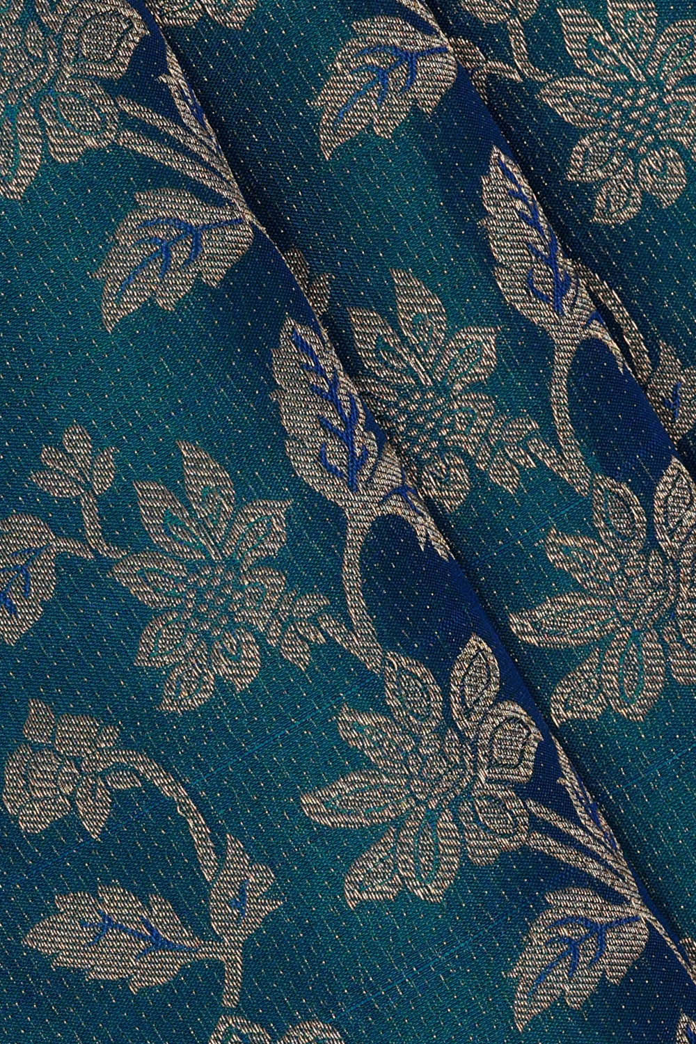 Kanchipattu Peacock Blue Brocade Saree