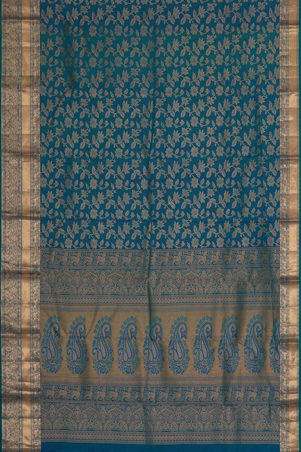 Kanchipattu Peacock Blue Brocade Saree