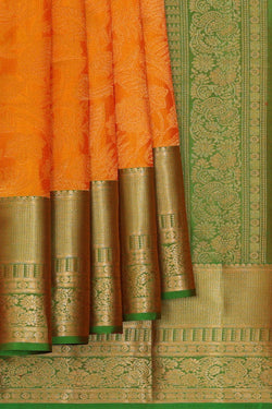 Image of Kanchipattu Orange Brocade Saree