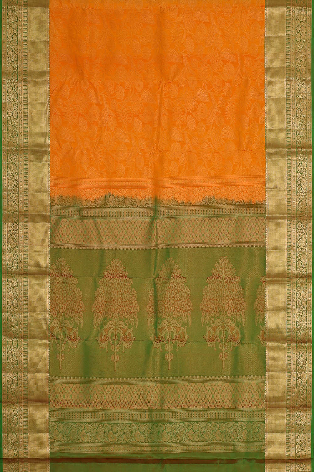 Image of Kanchipattu Orange Brocade Saree