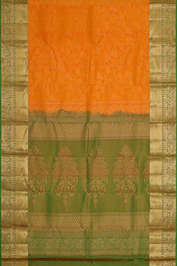 Image of Kanchipattu Orange Brocade Saree