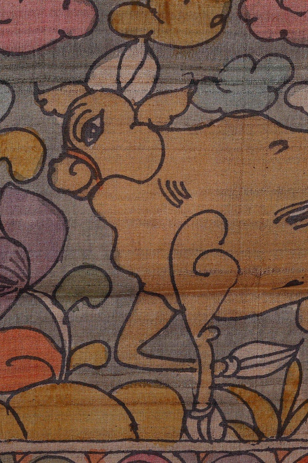 Printed Tussar Violet Saree