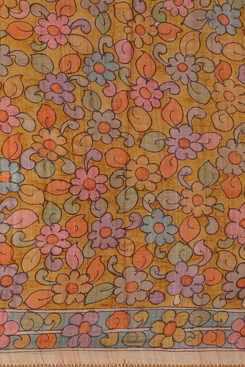 Image of Printed Tussar Violet Saree