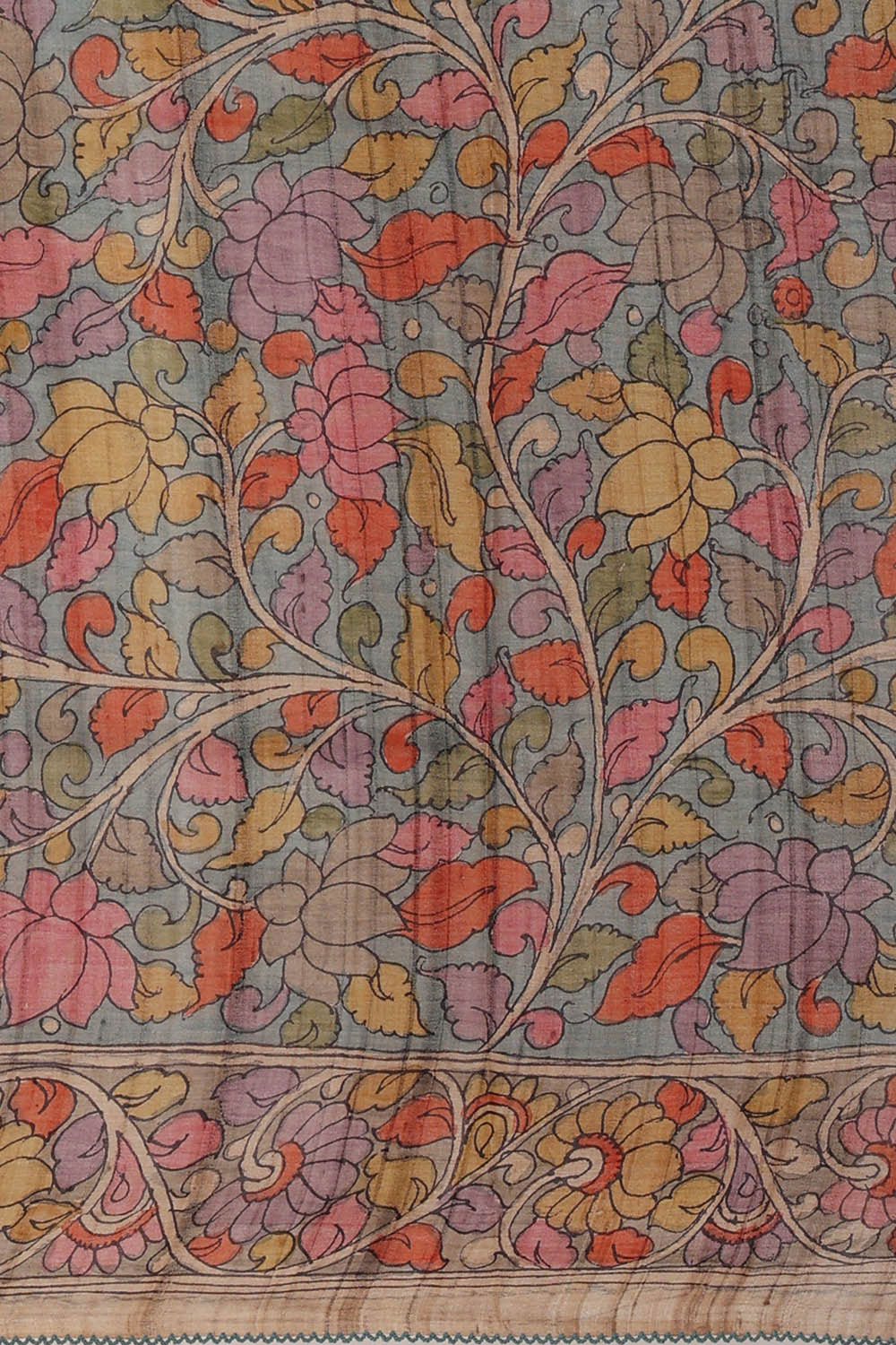 Image of Printed Tussar Deep Wine Saree