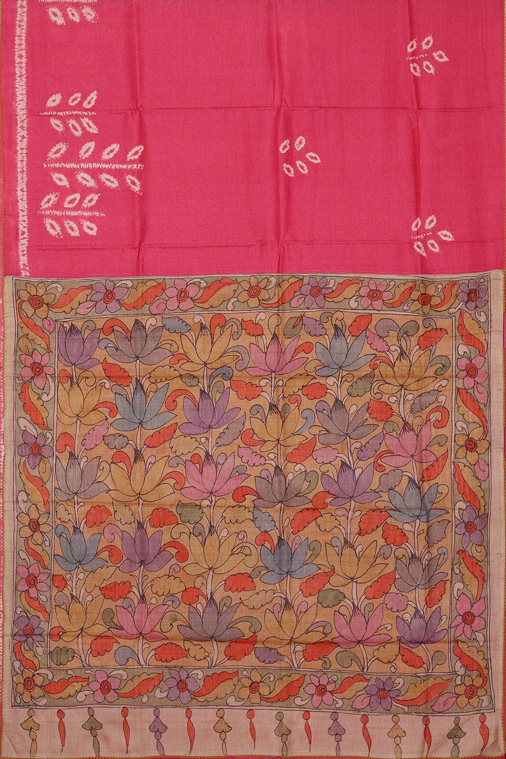 Image of Printed Tussar Pink Saree