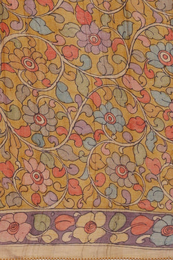 Image of Printed Tussar Dark Red Saree