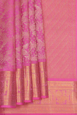 Image of Kanchipattu Pink Brocade Saree