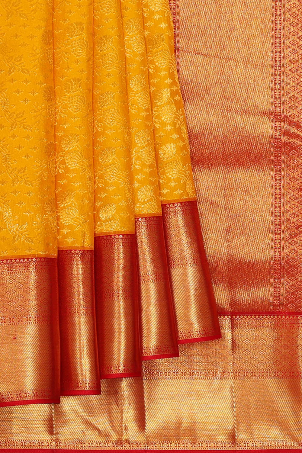 Kanchipattu Yellow Brocade Saree