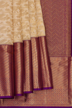 Image of Kanchipattu Cream Brocade Saree
