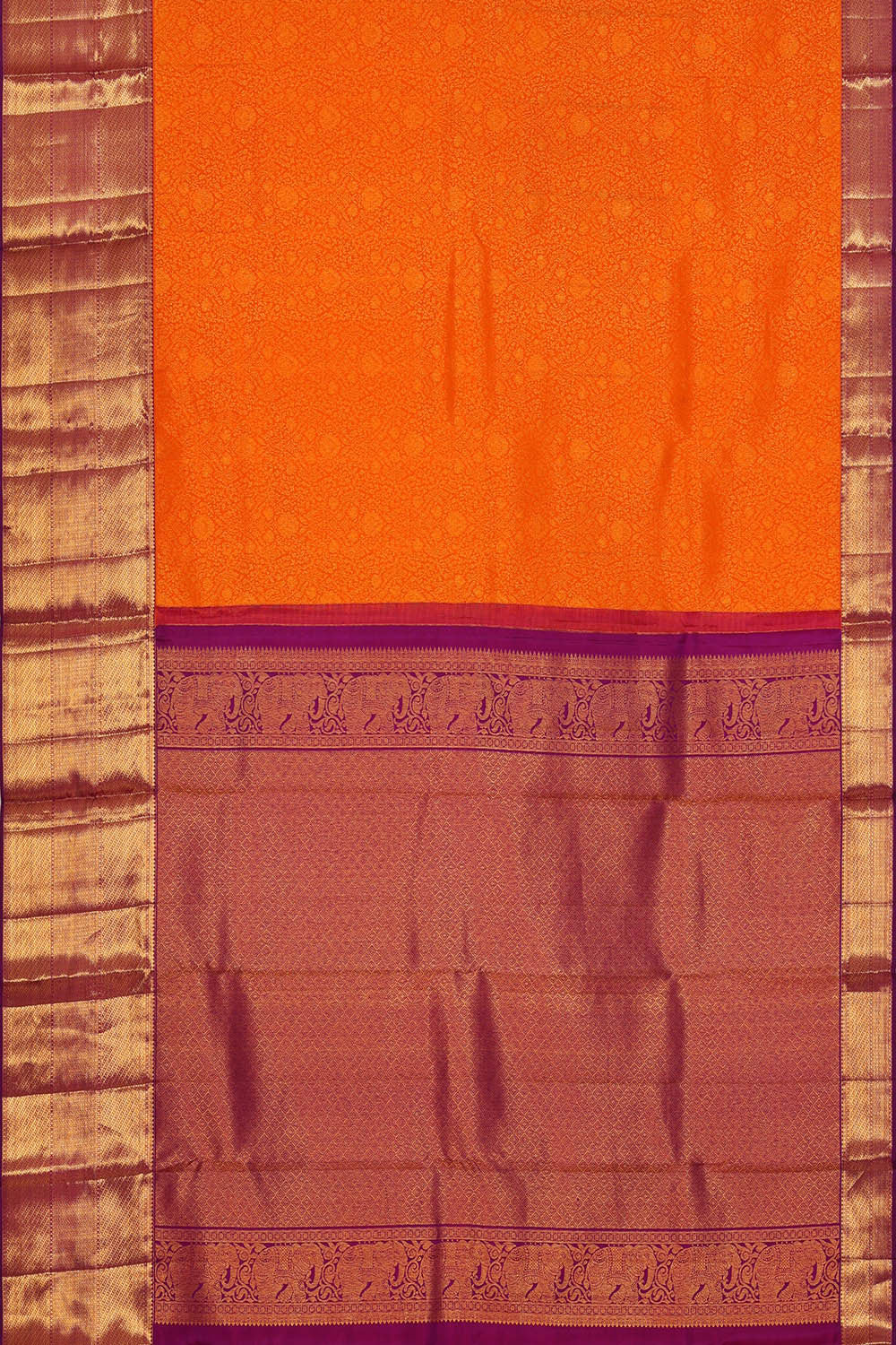 Image of Kanchipattu Orange Brocade Saree