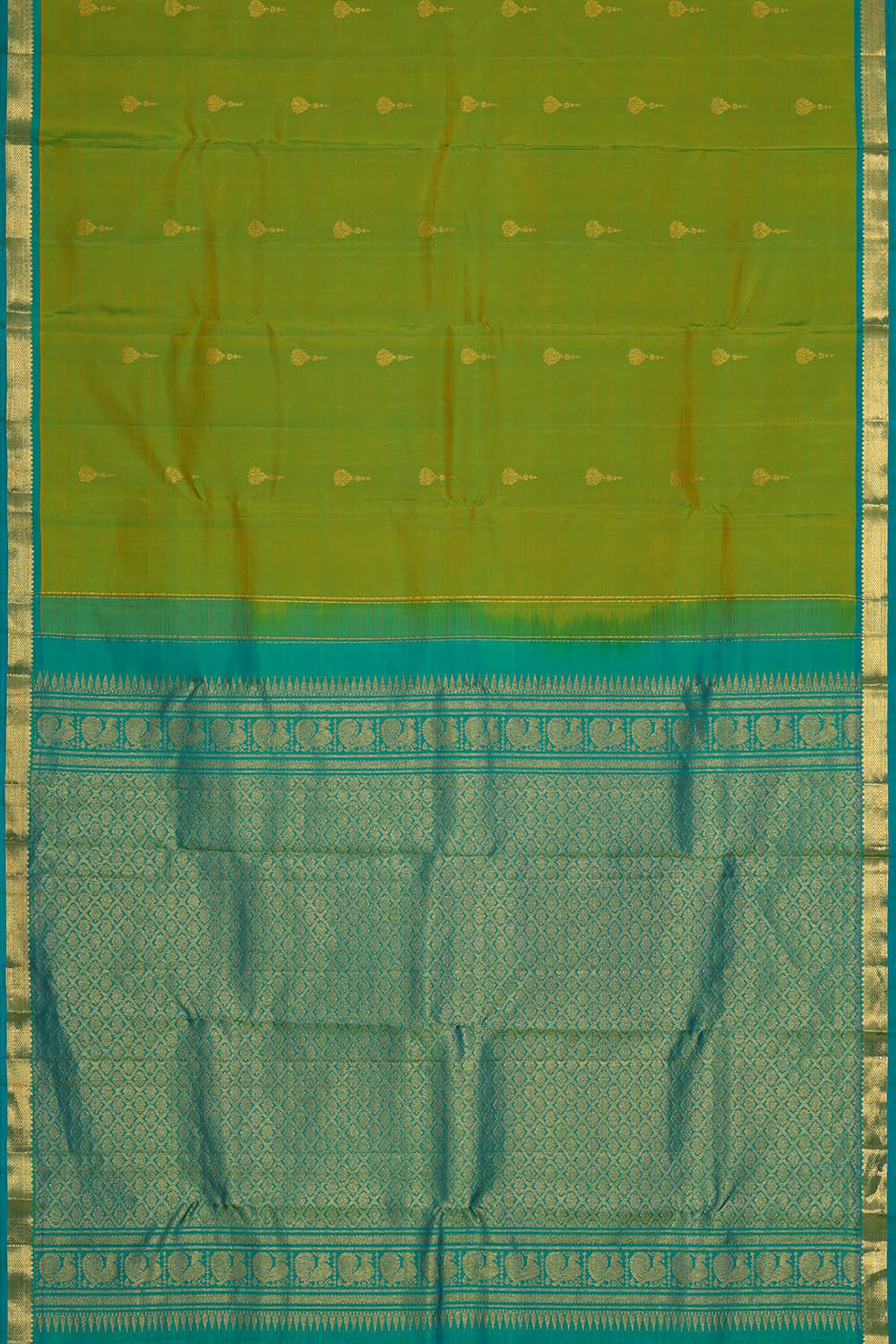 Image of Kanchipattu Parrot Green Brocade Saree