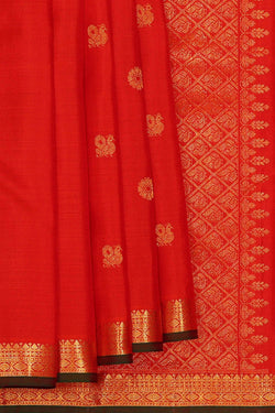 Image of Kanchipattu Red Brocade Saree