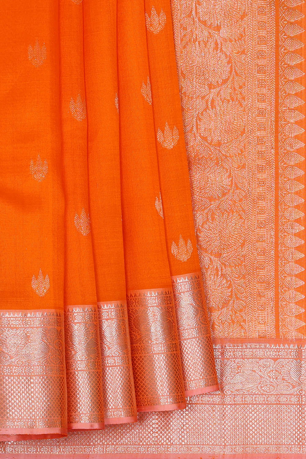 Kanchi Kora Orange Saree
