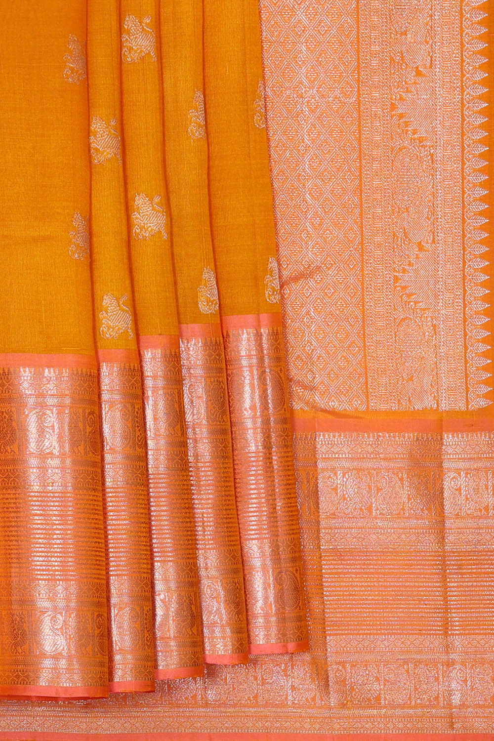 Organza Mustard Yellow Saree
