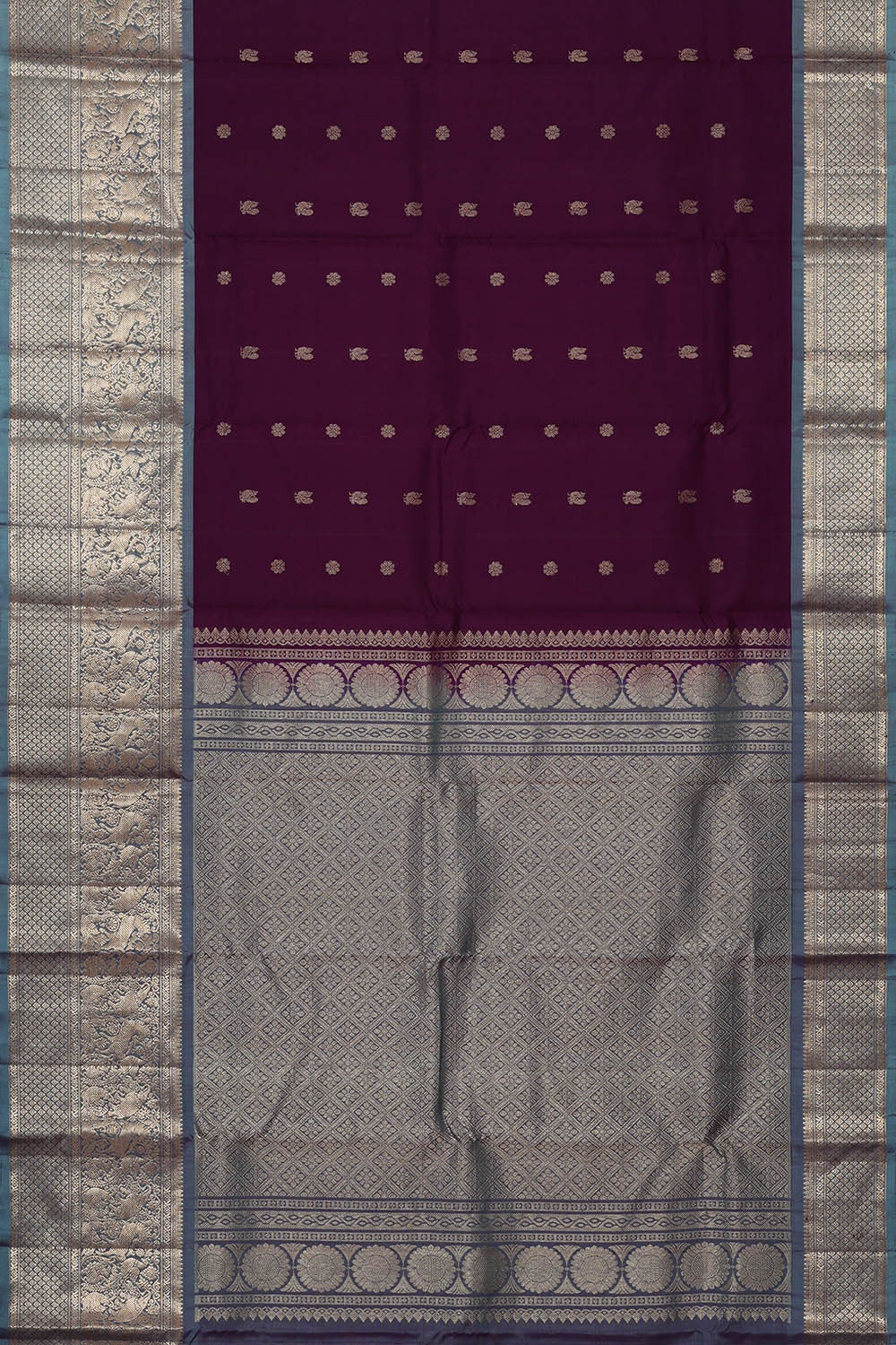 Kanchi Organza Deep Wine Saree