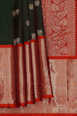 Image of Kanchipattu Bottle Green Brocade Saree
