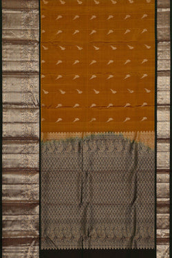 Image of Kanchipattu Dark Mustard Yellow Brocade Saree