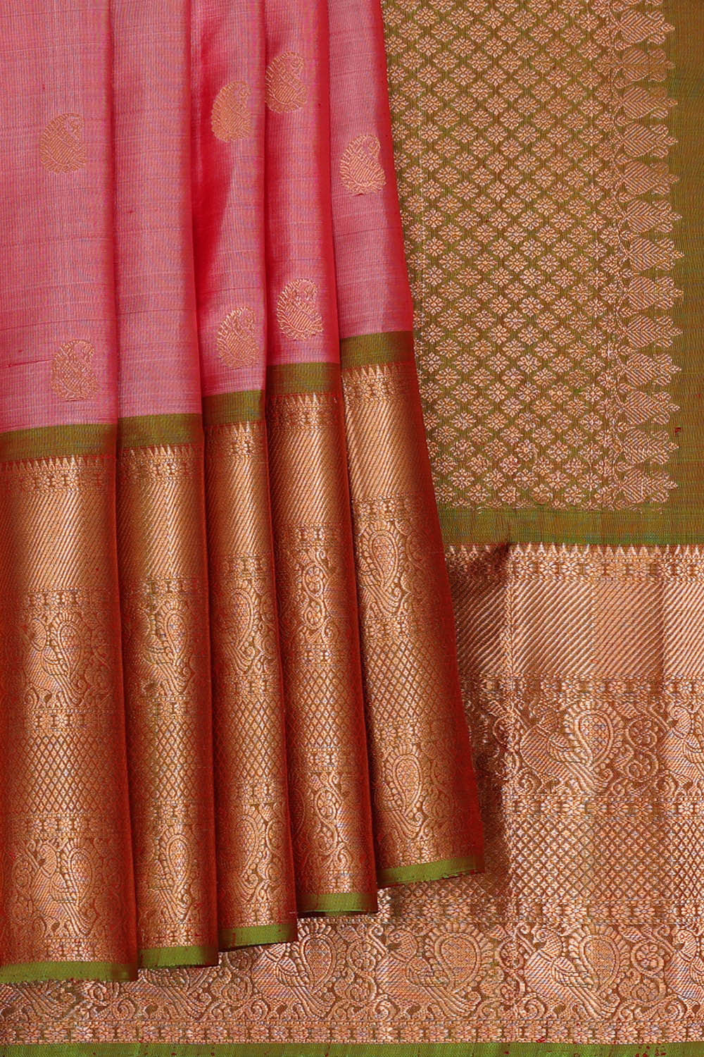 Image of Kanchipattu Pink Brocade Saree