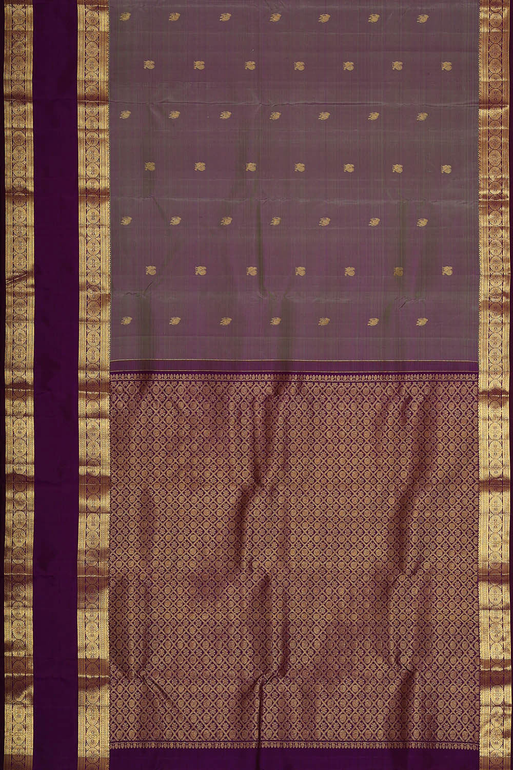 Kanchipattu Sage Purple Brocade Saree
