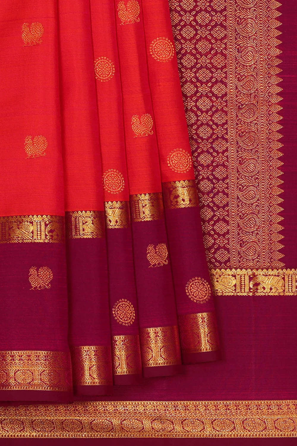 Image of Kanchipattu Orange Brocade Saree