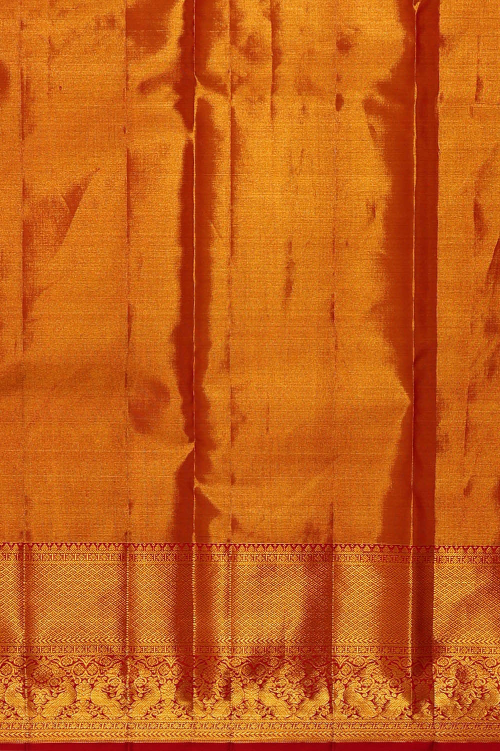Image of Kanchipattu Golden Red Tissue Brocade Saree