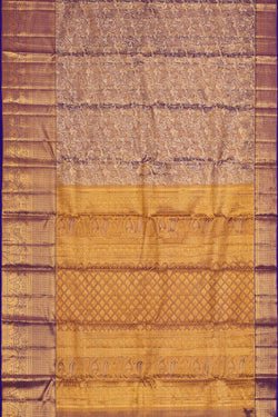 Image of Kanchipattu Golden Blue Tissue Brocade Saree