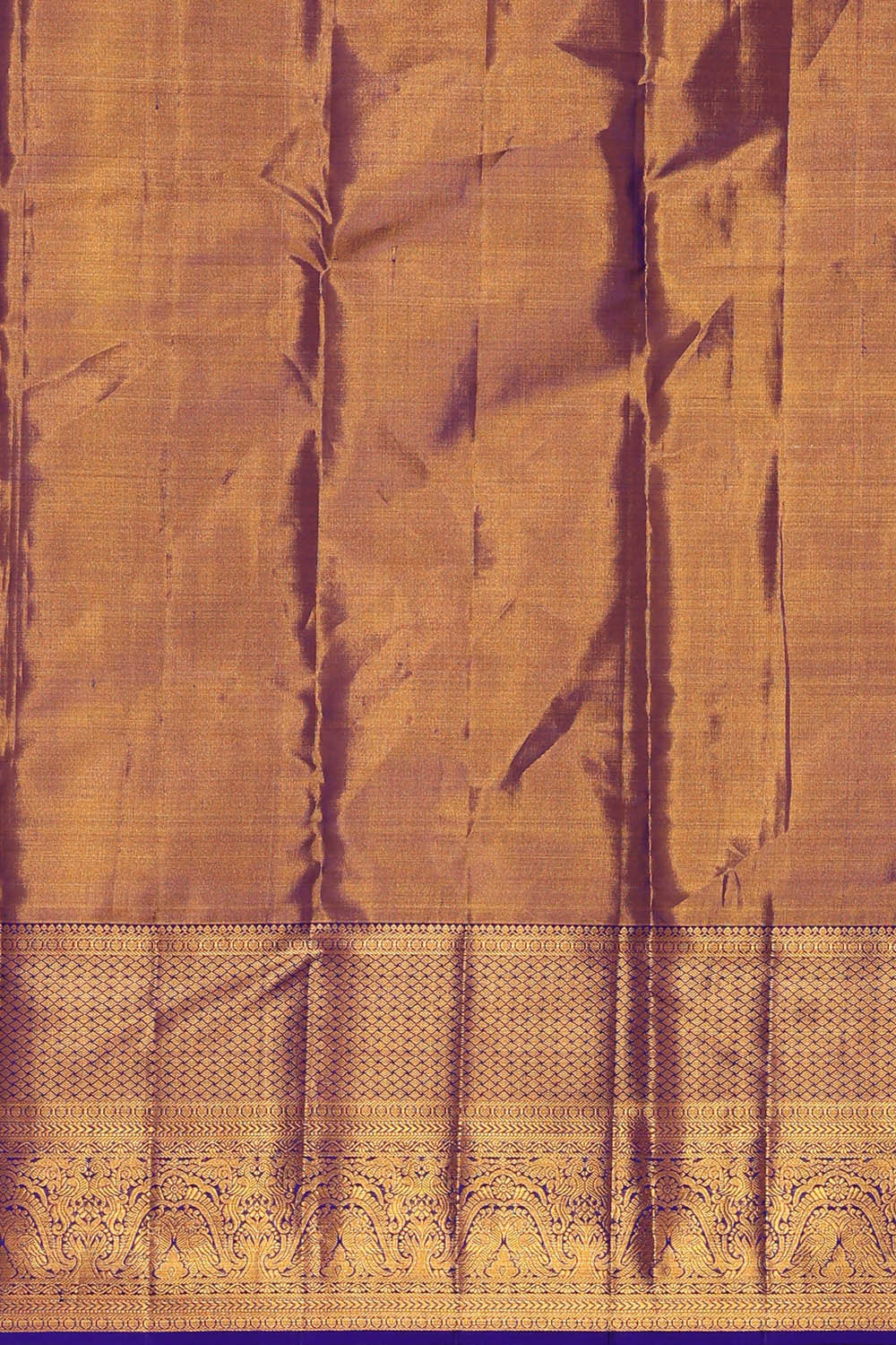 Kanchipattu Golden Blue Tissue Brocade Saree