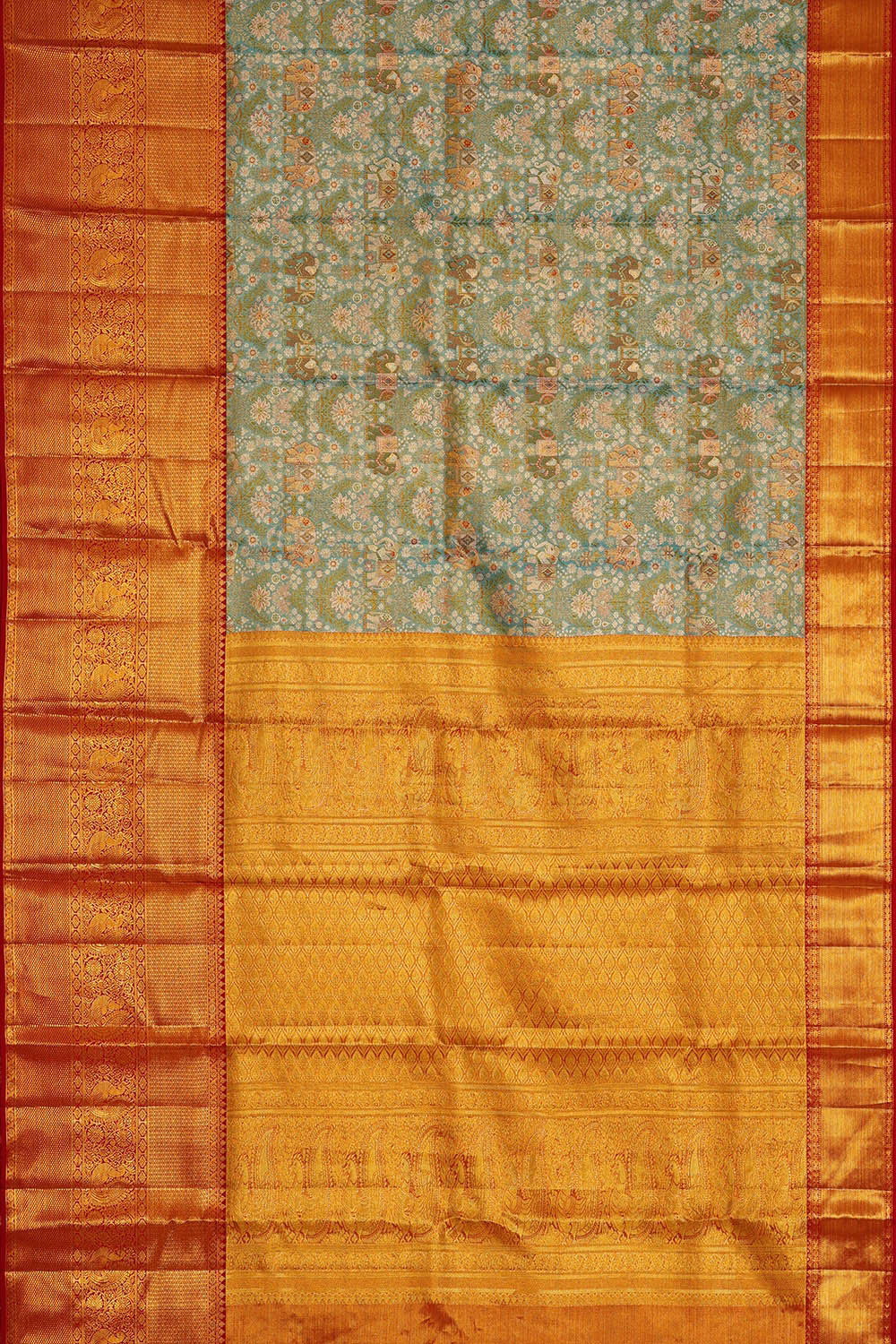 Kanchipattu Blue Tissue Brocade Saree