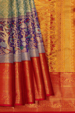 Image of Kanchipattu Sea Green Tissue Brocade Saree