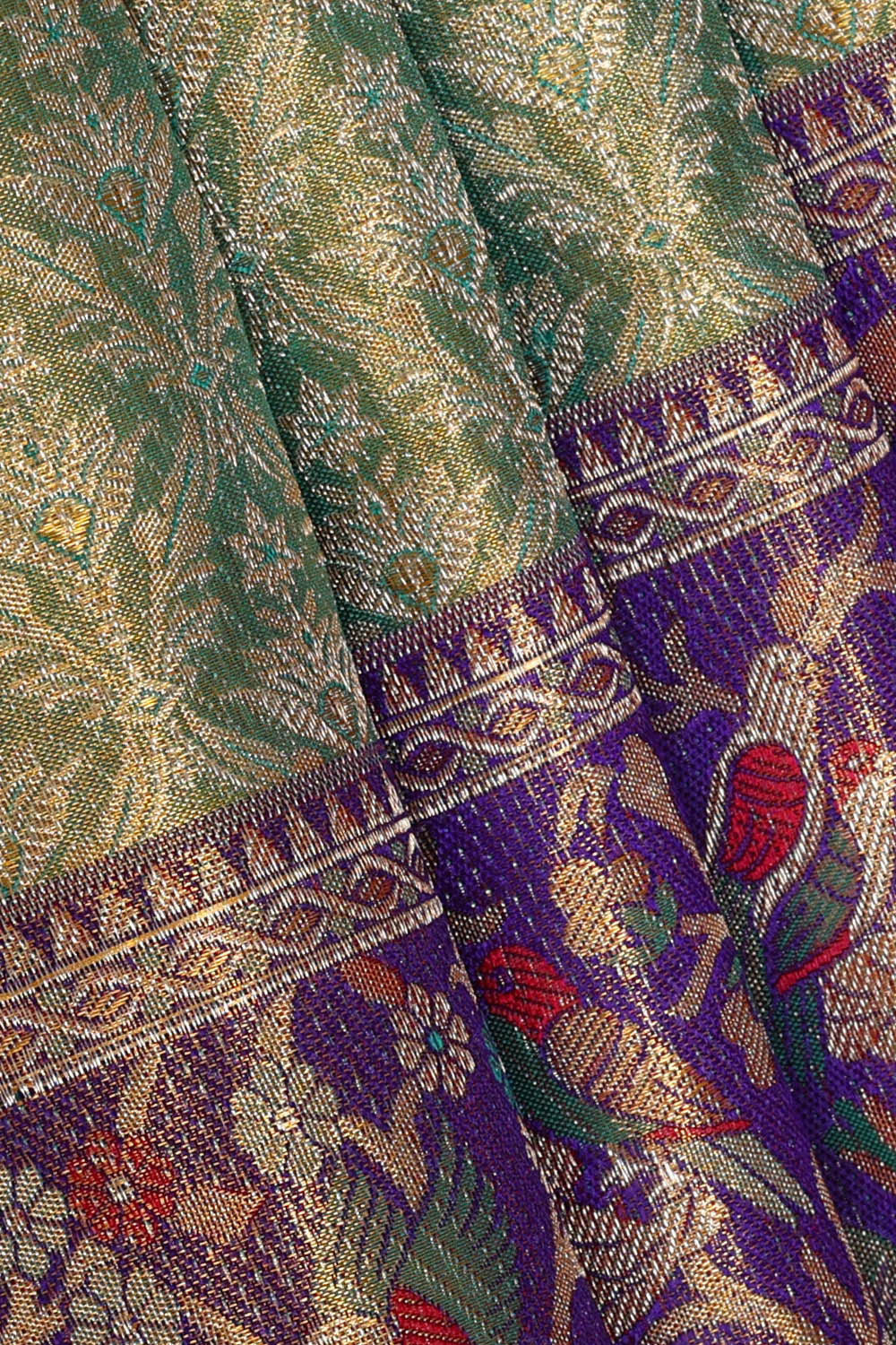 Image of Kanchipattu Sea Green Tissue Brocade Saree