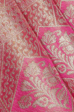Image of Kanchipattu Golden Pink Tissue Brocade Saree