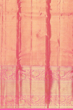 Image of Kanchipattu Golden Pink Tissue Brocade Saree