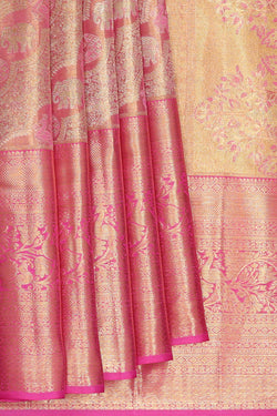 Image of Kanchipattu Pink Tissue Brocade Saree