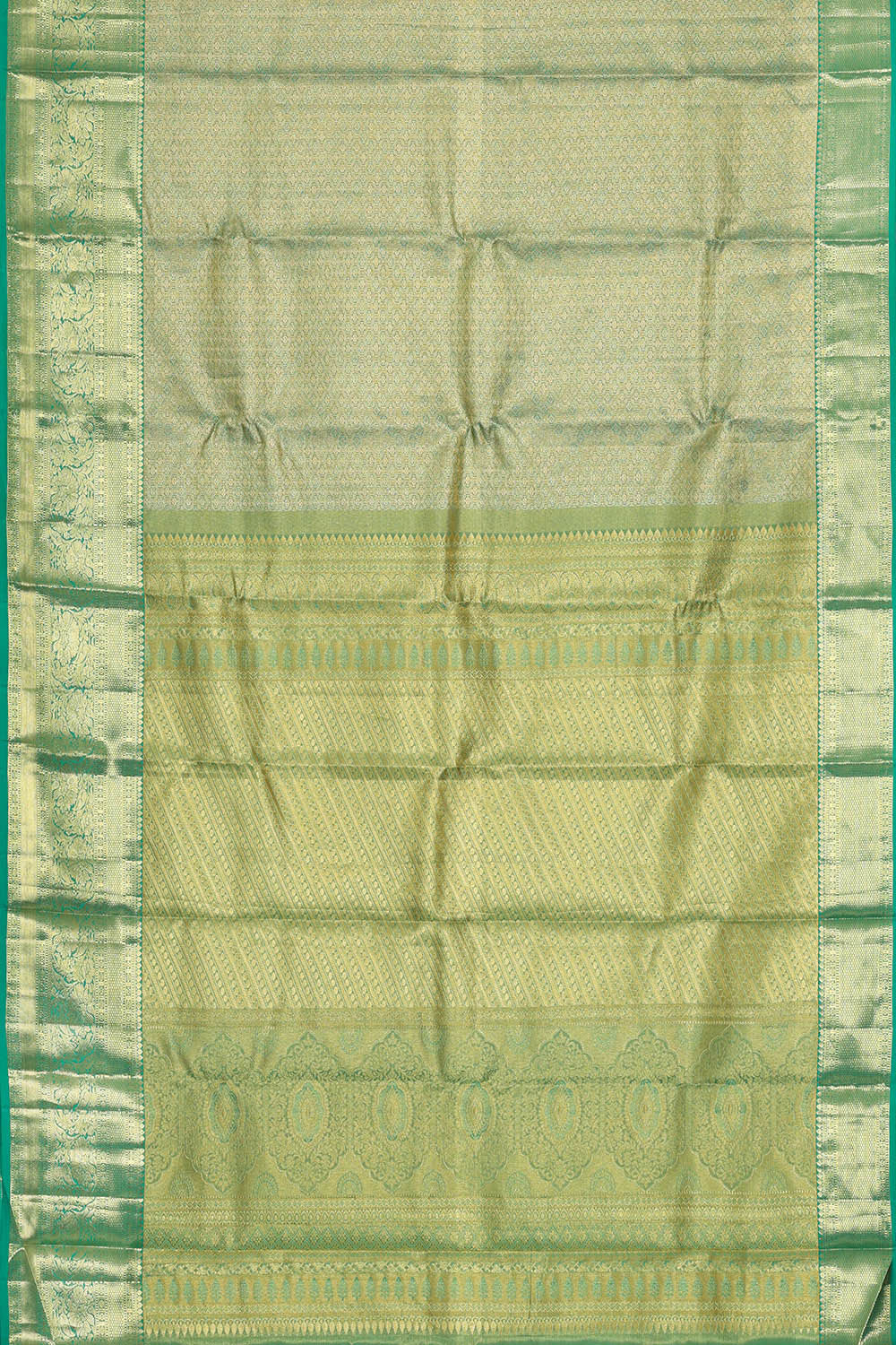 Kanchipattu Golden Blue Tissue Brocade Saree
