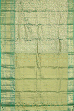 Image of Kanchipattu Golden Turquoise Blue Tissue Brocade Saree