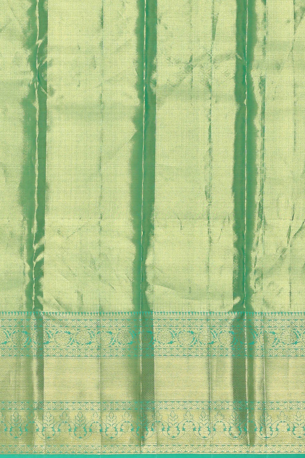 Kanchipattu Golden Turquoise Blue Tissue Brocade Saree