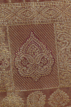 Image of Kanchipattu Golden Magenta Tissue Brocade Saree