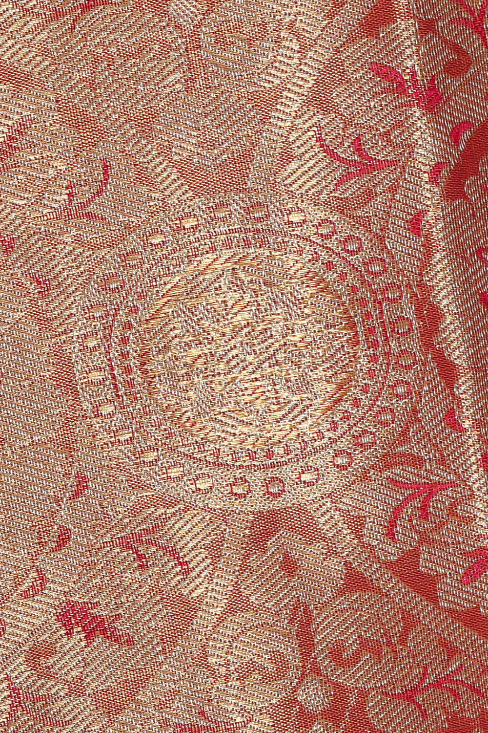 Kanchipattu Golden Pink Tissue Brocade Saree